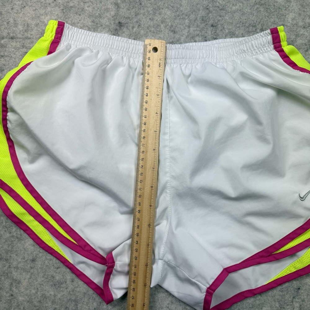 Women’s Nike Dri Fit White/pink/neon Yellow  Lined Running Shorts Size Medium - Picture 11 of 14